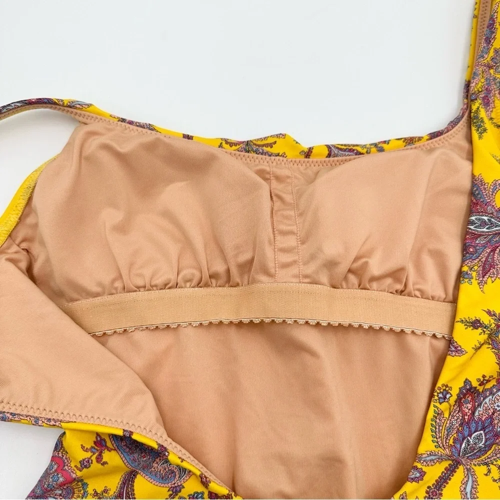 J. Crew Squareneck one-piece in Ratti golden paisley